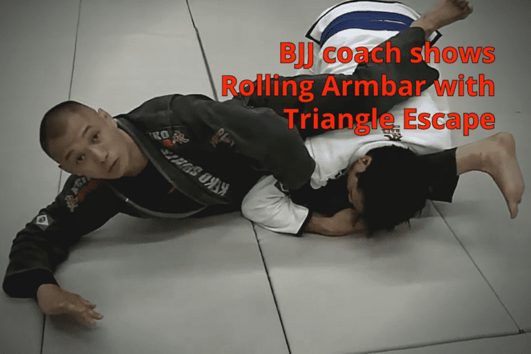 BJJ coach shows Rolling Armbar with Triangle Escape Infighting