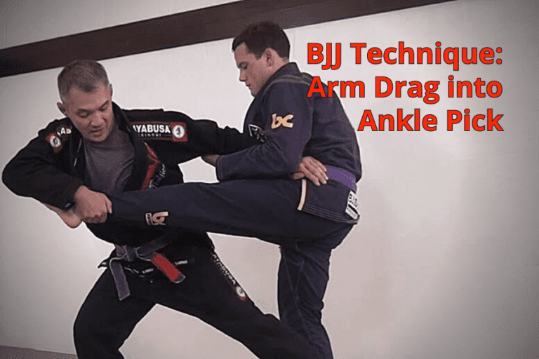 BJJ Technique Arm Drag into Ankle Pick Infighting
